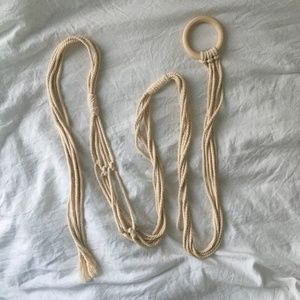 Macramé Super Long Plant Hanger Cream White Boho Twisted Handmade